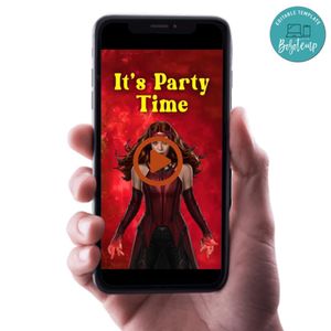 Wanda Maximoff Birthday Video Invitation Digital Template Customizable Instant Download