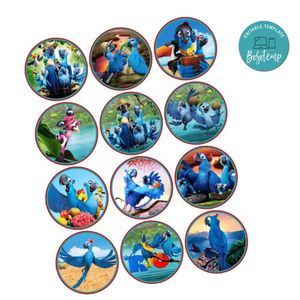 Rio Cupcake Toppers Template Printable Instant Download