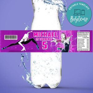 Gwen Birthday Water Bottle Label Template to Print at Home Instant Download