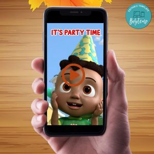 Cocomelon Cody Birthday Video Invitation Digital Template Customizable Instant Download