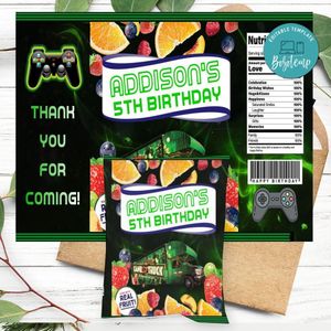Gametruck Birthday Party Fruit Snack Bag Digital File Printable Instant Download