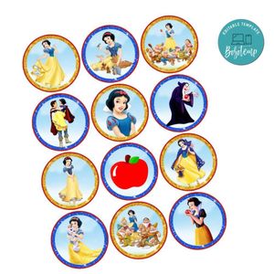 Snow White Cupcake Toppers Template Printable Instant Download