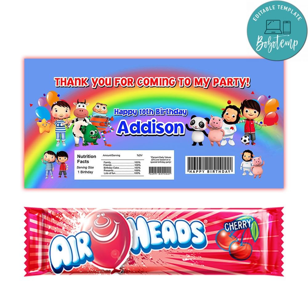 Little Baby Bum Airhead Candy Wrapper Template Printable Instant Download