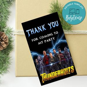Thunderbolts Thank You Tag Customizable Template To Print At Home Instant Download