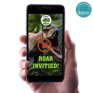 T-Rex Ranch Birthday Video Invitation Digital Template Customizable Instant Download