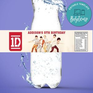 One Direction Birthday Water Bottle Label Template To Print At Home Instant Download