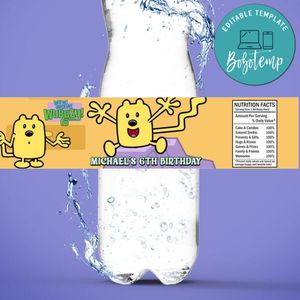Wow Wow Wubbzy Birthday Water Bottle Label Template to Print at Home Instant Download