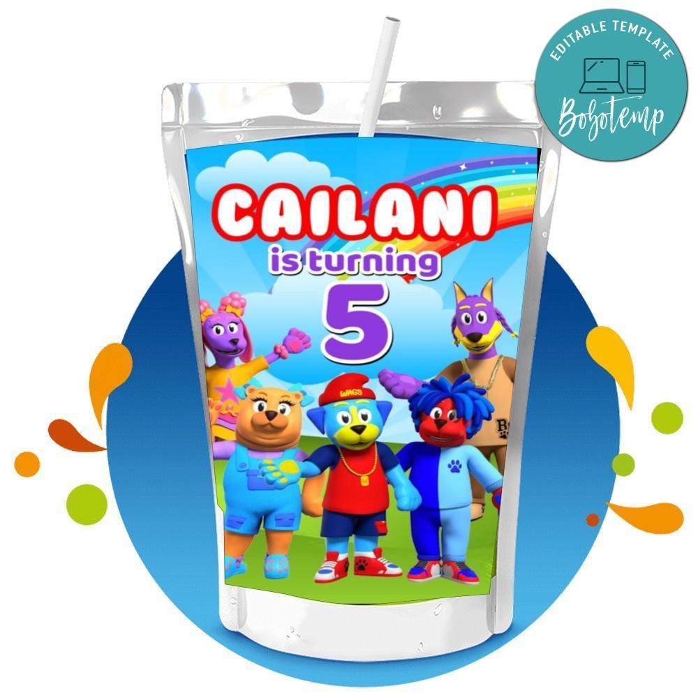 Doggyland Capri Sun Birthday Labels Digital File Printable Instant Download