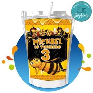 Bee movie Capri Sun Birthday Labels Digital File Printable Instant Download