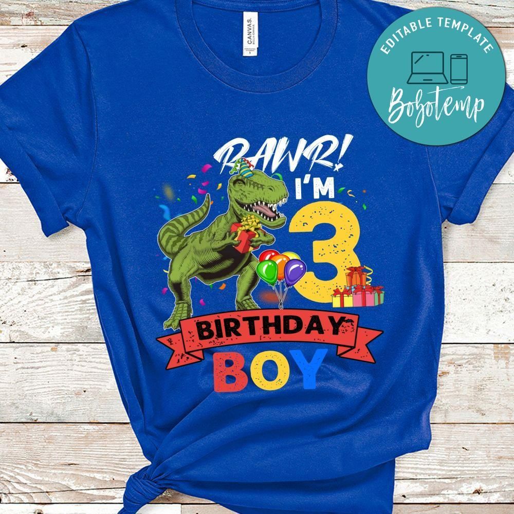 Three Rex Dinosaur Birthday Boy Customer request PNG file template