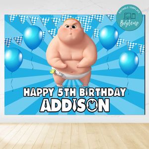 Jimbo Boss Baby Birthday Backdrop Digital File Template Instant Download
