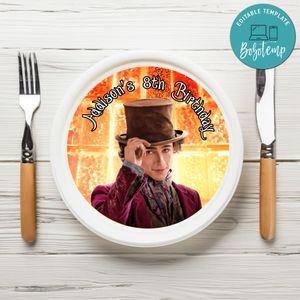 Wonka Birthday Plate Template Customizable To Print At Home Instant Download