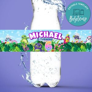 Hatchimal Birthday Water Bottle Label Template to Print at Home Instant Download