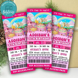 Candyland Ticket Invitation Customizable Template Instant Download