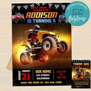 Atv Invitation Template Free Thank You Card Printable