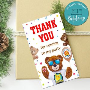 Build A Bear Thank You Tag Customizable Template To Print At Home Instant Download