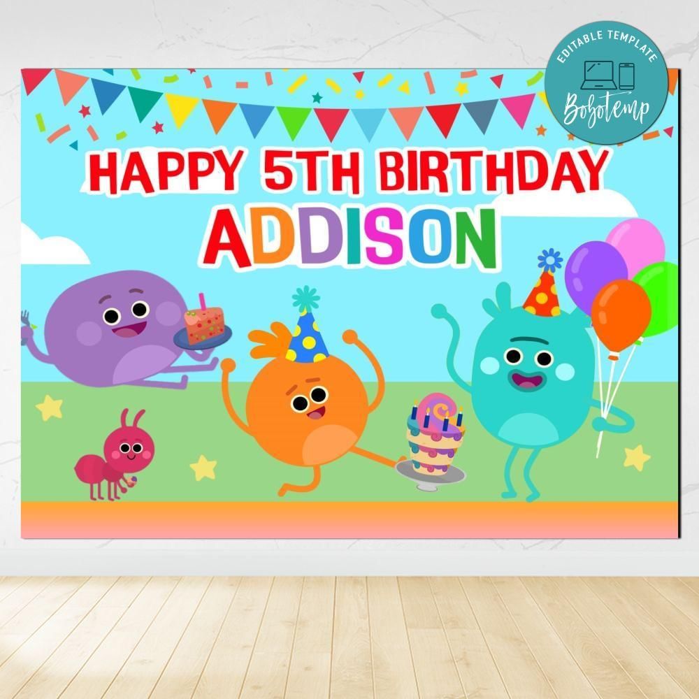 Bumble Nums Birthday Backdrop Digital File Template Instant Download