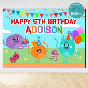 Bumble Nums Birthday Backdrop Digital File Template Instant Download