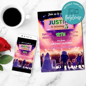 Sing 2 Birthday Party Mobile Invite Customizable Template Instant Download