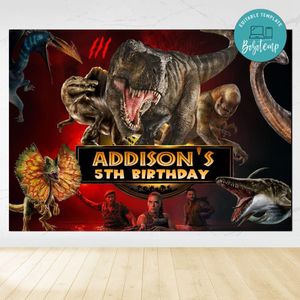 Jurassic World Rebirth Birthday Backdrop Digital File Template Instant Download
