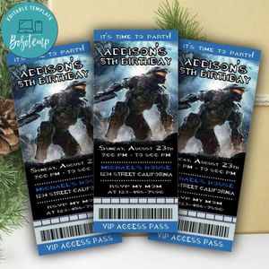 Halo Ticket Invitation Customizable Template Instant Download