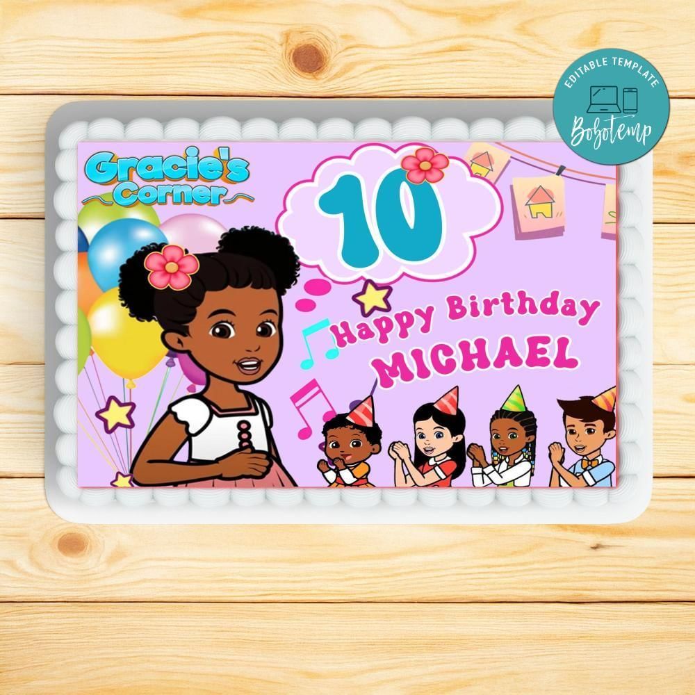 Gracie’s Corner Sheet Cake Template Printable Instant Download