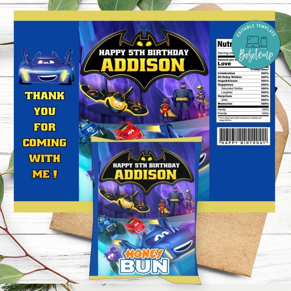 Batwheels Honeybun Snack Bag Digital File Printable Instant Download