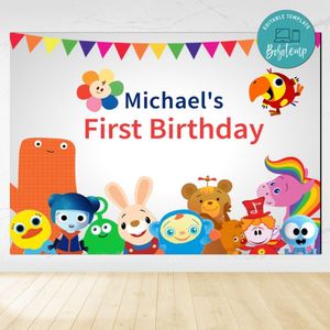 Baby First TV Birthday Backdrop Digital File Template Instant Download