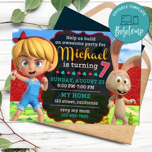 Alice and lewis Birthday Invitation Customizable Template to Print at Home Instant Download