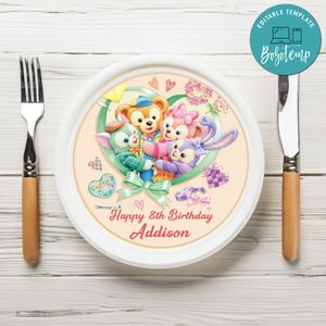 Duffy And Friends Birthday Plate Template Customizable To Print At Home Instant Download
