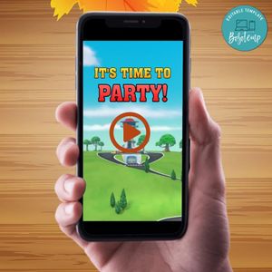 Mighty Pups Birthday Video Invitation Digital Template Customizable Instant Download