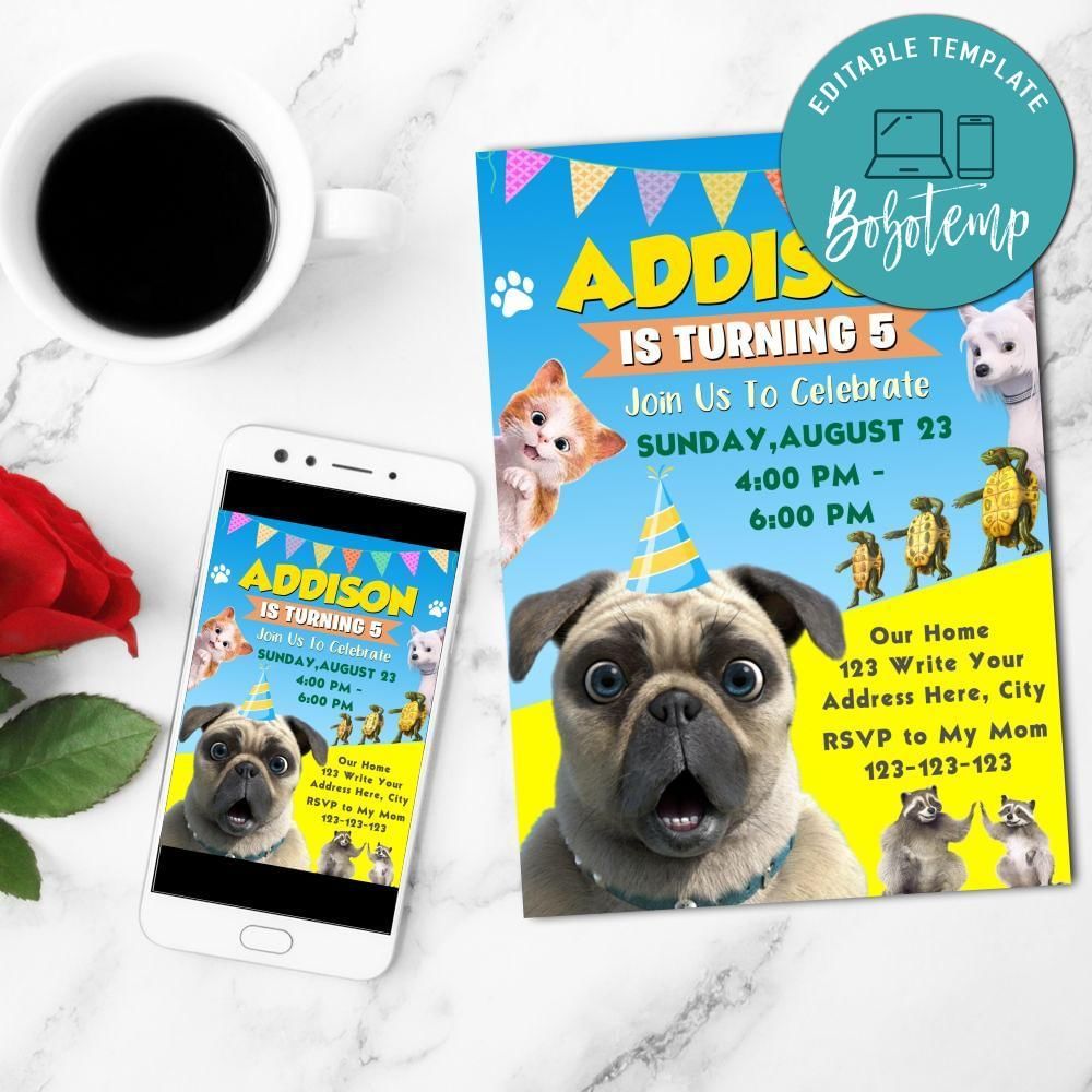 Mighty Mike Mobile Invite Customizable Template Instant Download