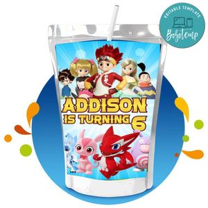 Monkart Capri Sun Birthday Labels Digital File Printable Instant Download