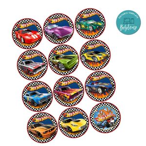Hot Wheels Cupcake Toppers Template Printable Instant Download