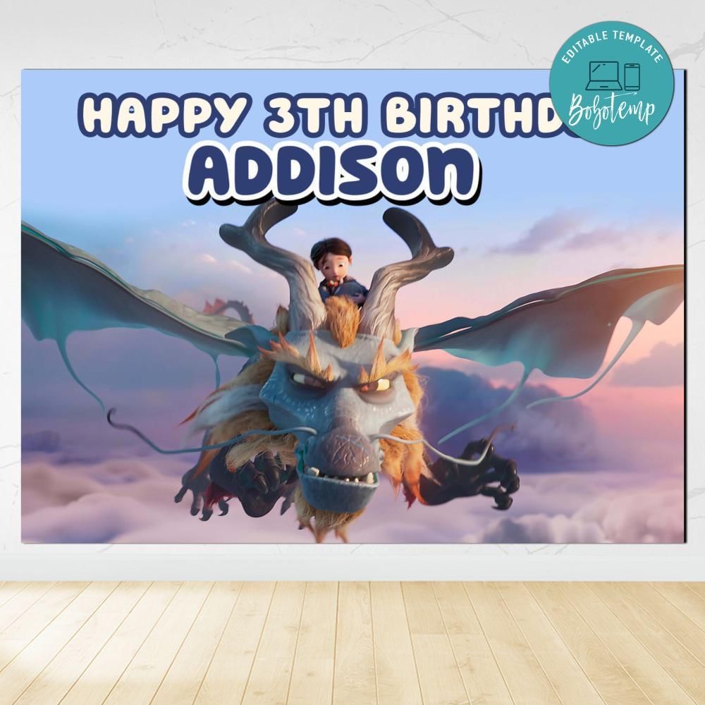 Dragonkeeper Birthday Backdrop Digital File Template Instant Download