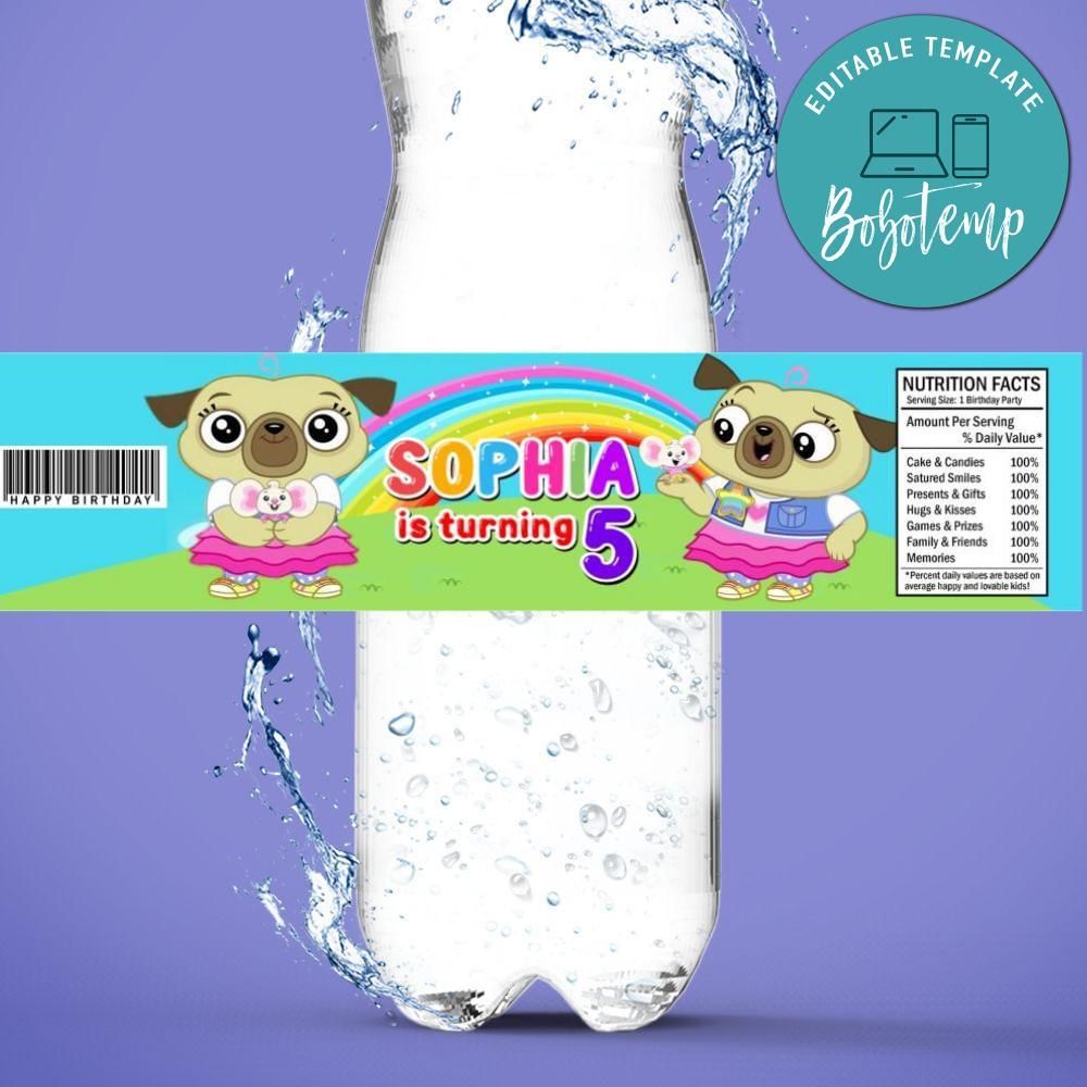 Chip and potato Bottle Label Birthday Water Bottle Label Template to Print at Home Instant Download