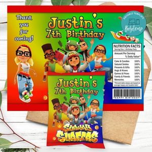 Subway Surfer Birthday Chip Bag Digital File Printable Instant Download