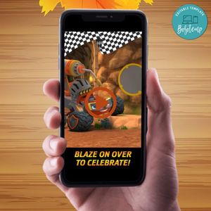 Blaze and the Monster Birthday Video Invitation Digital Template Customizable Instant Download