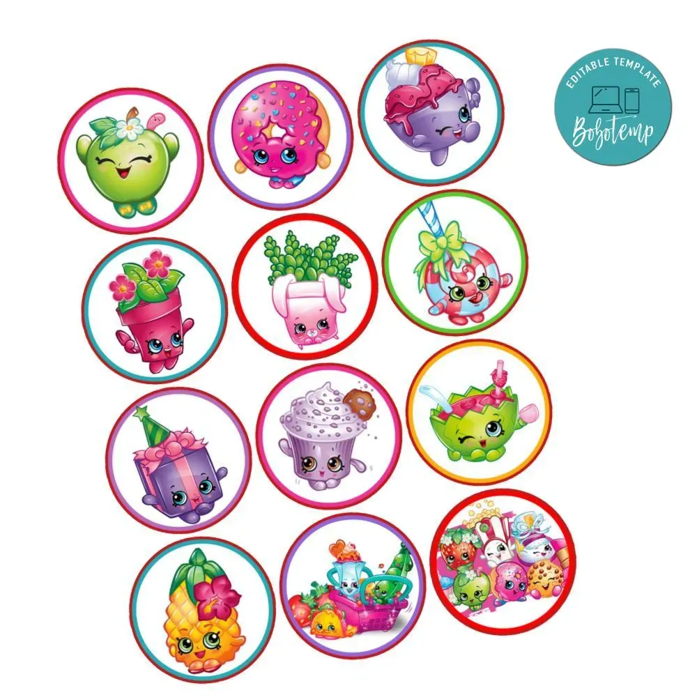 Shopkins Cupcake Toppers Template Printable Instant Download | Bobotemp
