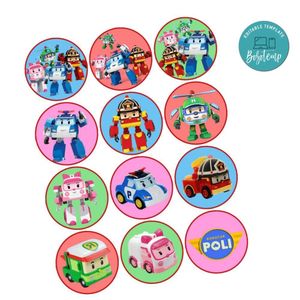 Robocar Poli Cupcake Toppers Template Printable Instant Download
