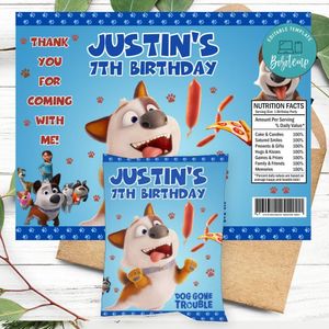Dog gone trouble Birthday Chip Bag Digital File Printable Instant Download