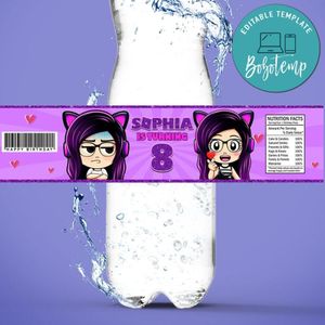 Kori juega Birthday Water Bottle Label Template to Print at Home Instant Download