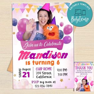 Ms. Rachel Invitation Template Free Thank You Card Printable