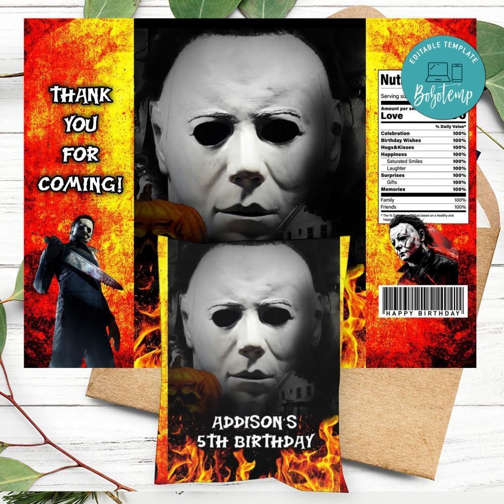 Michael Myers Birthday Party Chip Bag Digital File Printable Instant Download