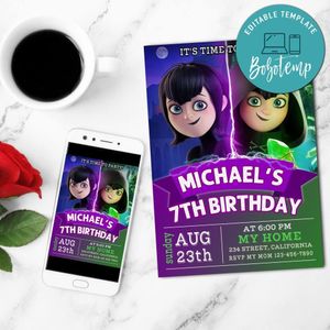 Hotel Transylvania 4 Girl Birthday Invitation Customizable Template to Print at Home Instant Download