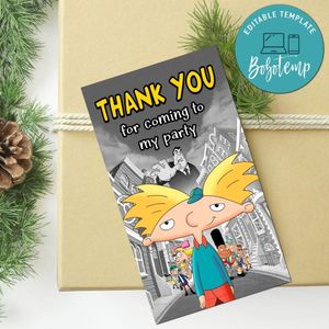 Hey Arnold Thank You Tag Customizable Template To Print At Home Instant Download