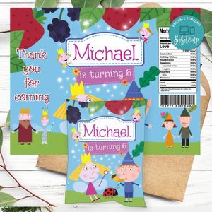 Ben and holly Birthday Chip Bag Digital File Printable Instant Download