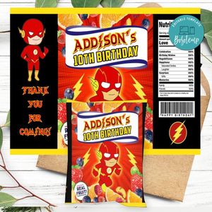 Flash Baby Birthday Party Fruit Snack Bag Digital File Printable Instant Download