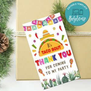 Taco Thank You Tag Customizable Template To Print At Home Instant Download