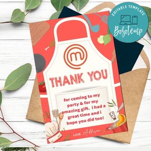 Masterchef Thank You Card Customizable Template To Print At Home Instant Download